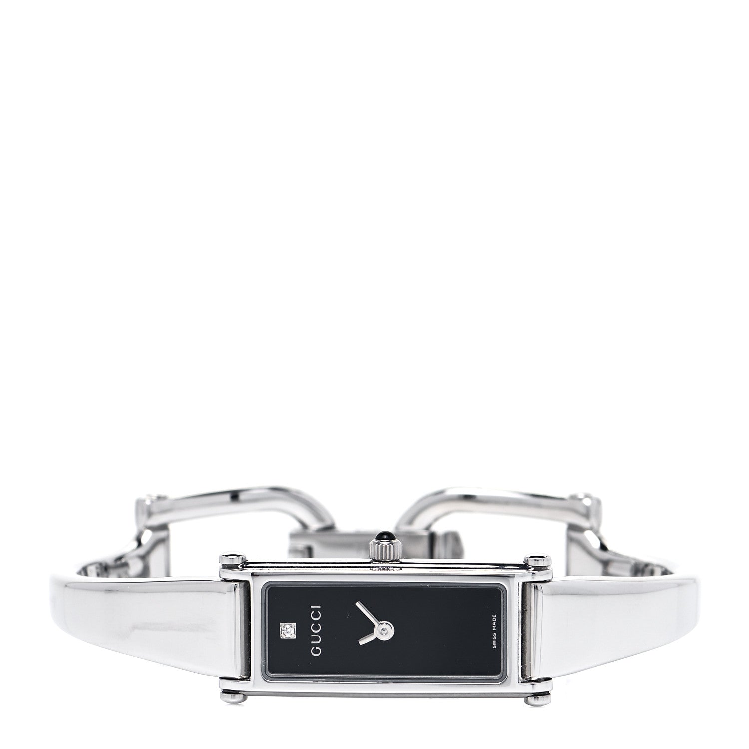 Gucci Stainless Steel Diamond 12mm 1500L Horsebit Quartz Watch Black 2 of 5