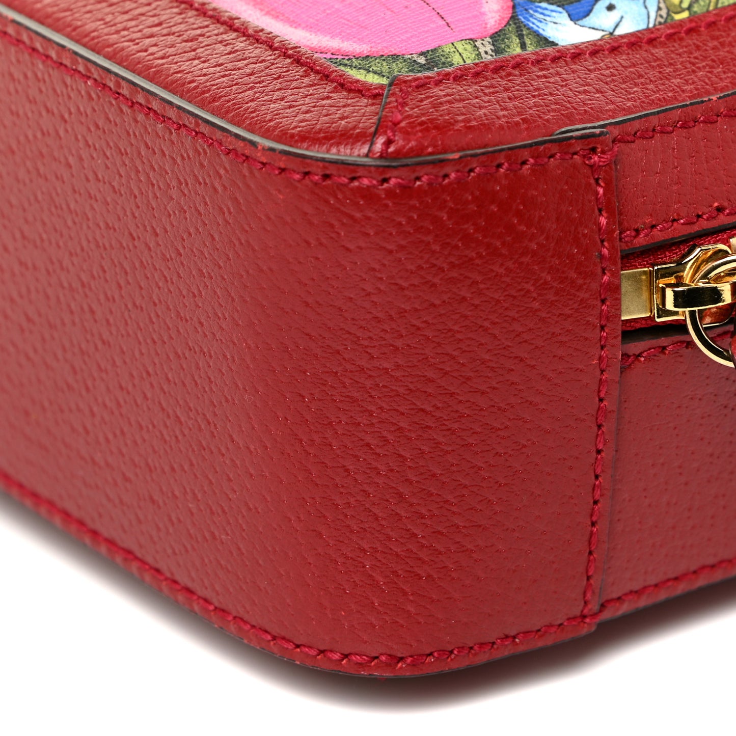 GG Supreme Monogram Flora Web Small Ophidia Top Handle Shoulder Bag Hibiscus Red