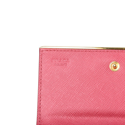 Prada Saffiano Metal Bar Flap Wallet Peonia 6 of 10