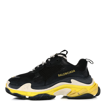 Balenciaga Fabric Mesh Womens Triple S Sneakers 36 Black Yellow 1 of 11