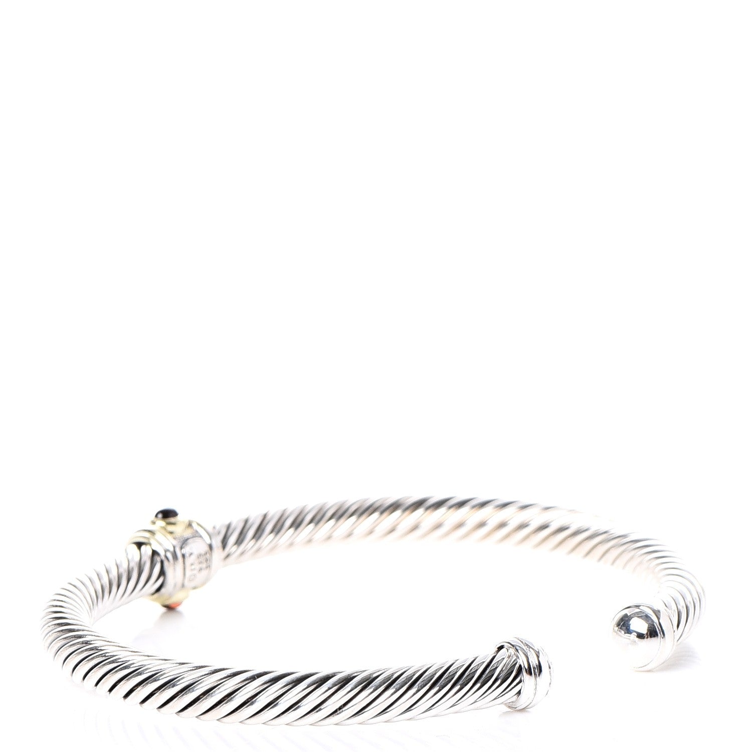 David Yurman Sterling Silver 14K Gold Garnet Pink Tourmaline 5mm Cable Renaissance Bracelet 3 of 5
