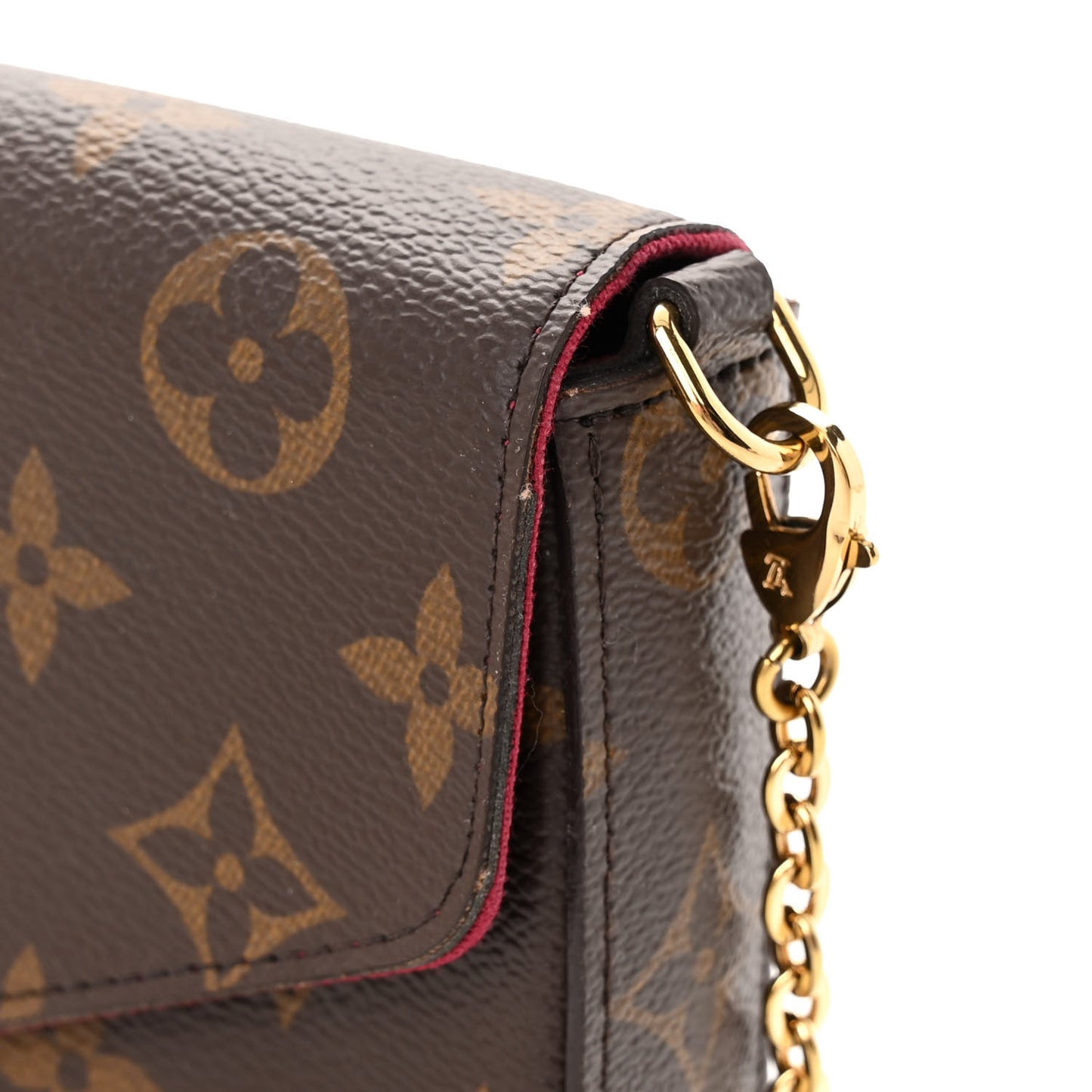 Monogram Pochette Felicie Chain Wallet Fuchsia