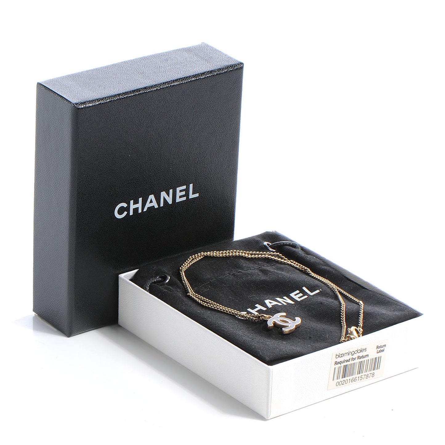 Enamel CC Necklace Black