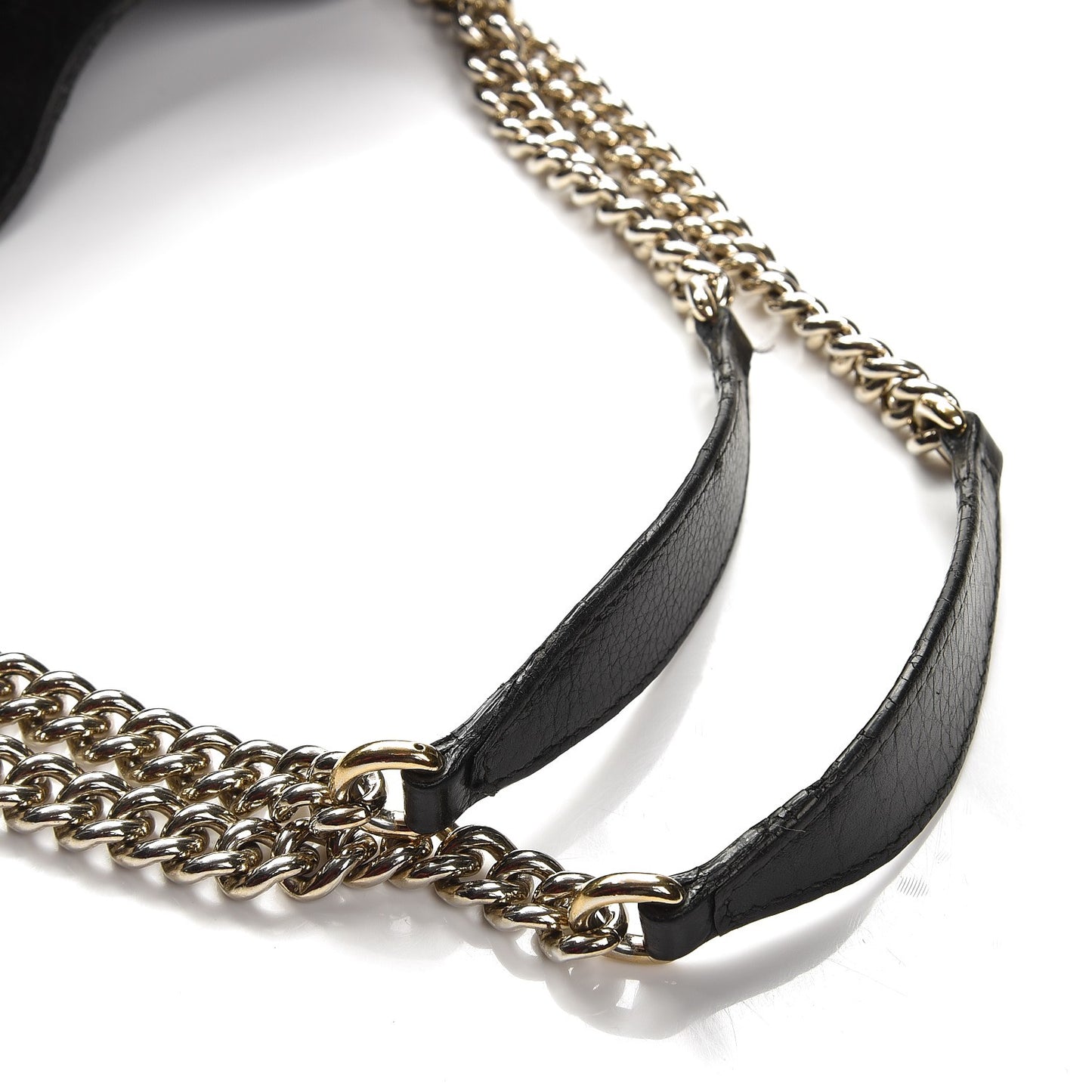 Pebbled Calfskin Medium Soho Chain Shoulder Bag Black