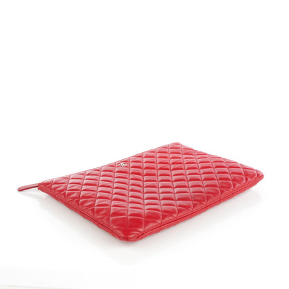 Chanel Lambskin Quilted Large Cosmetic Case Red 4 of 7