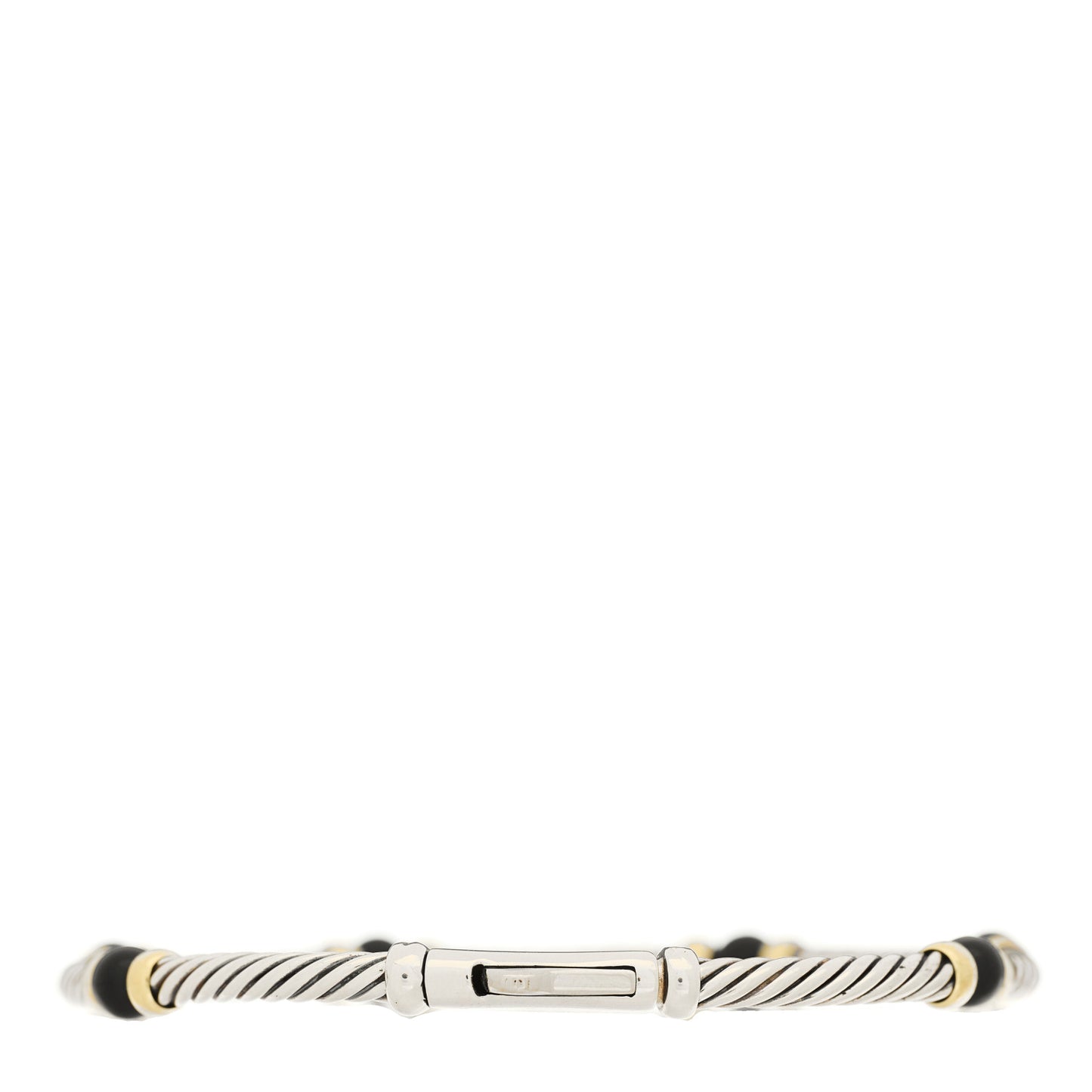 Sterling Silver 14K Yellow Gold Onyx 3mm Metro Link Bracelet