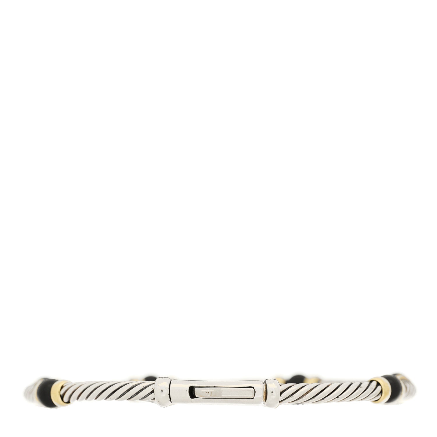 David Yurman Sterling Silver 14K Yellow Gold Onyx 3mm Metro Link Bracelet 2 of 3
