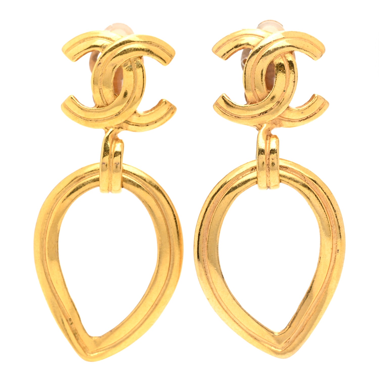 Chanel CC Drop Clip On Earrings Gold 1 of 4