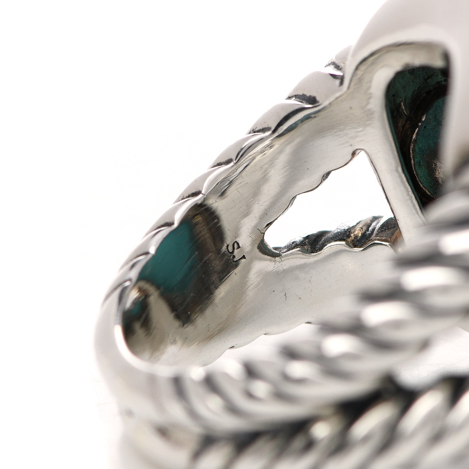 David Yurman Sterling Silver Diamond Reconstituted Turquoise 17mm Albion Ring 57 8 6 of 7