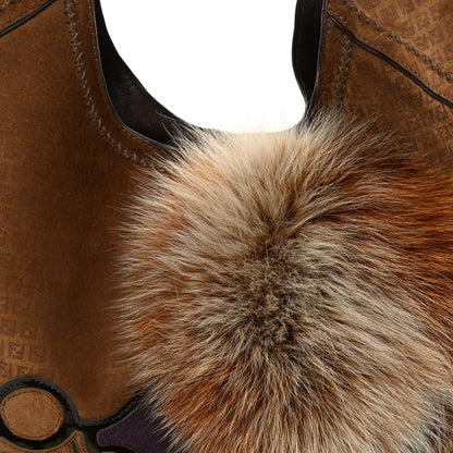 Fendi Suede Zucchino Fur Squirrel Hobo Brown 13 of 17
