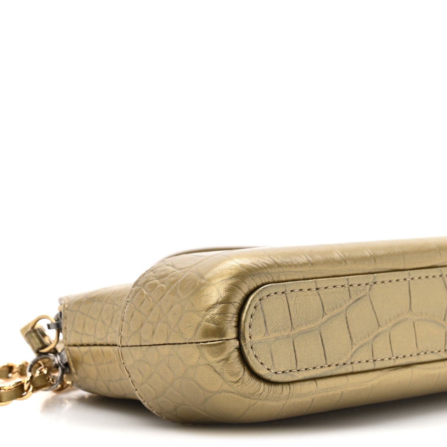 Chanel Metallic Calfskin Crocodile Embossed Small Gabrielle Clutch