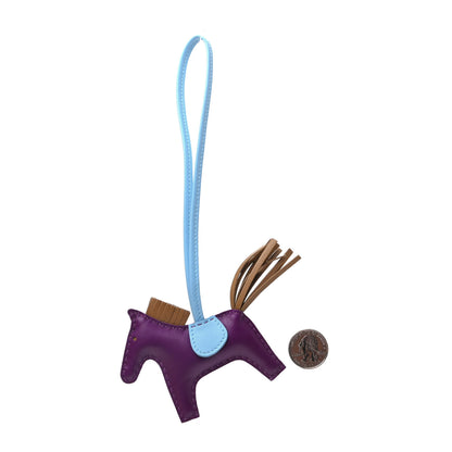 Hermes Milo Lambskin Grigri Rodeo Horse Bag Charm PM Violet Celeste Kraft 2 of 5