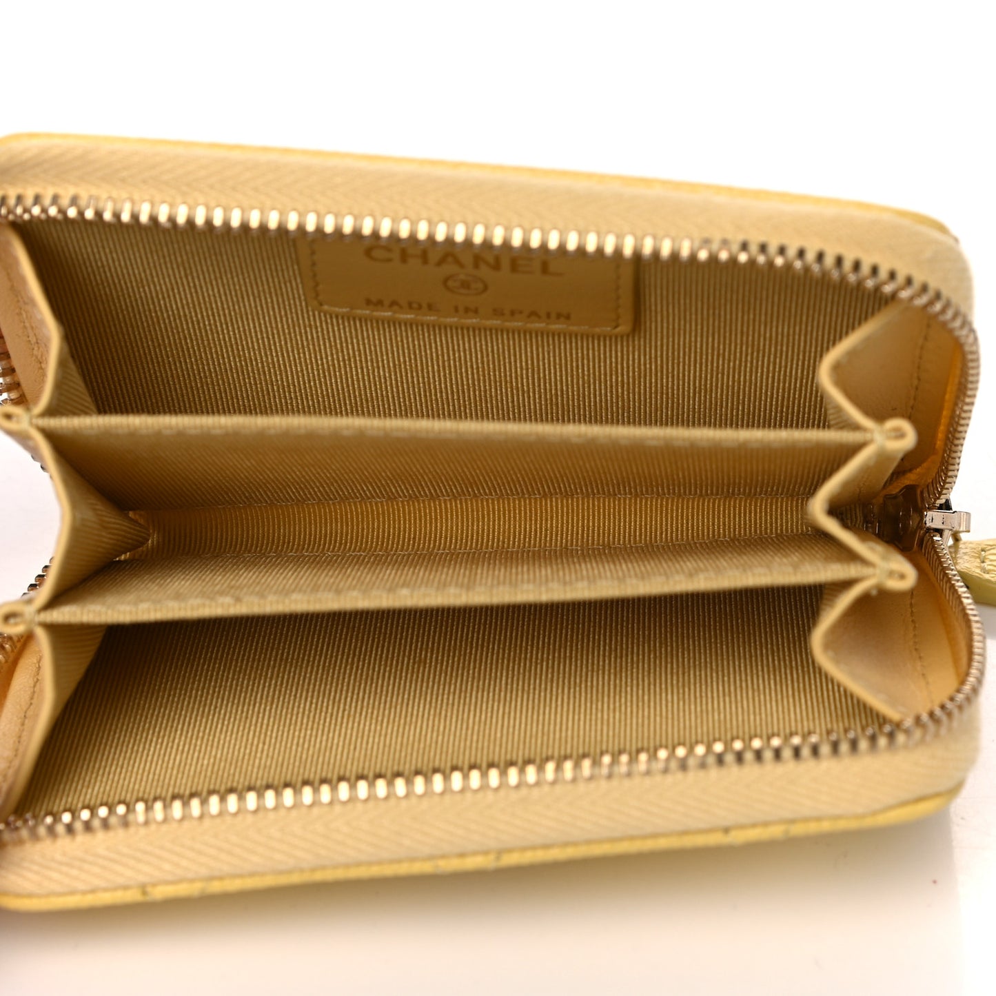 Caviar Quilted Zip Card Holder Yellow