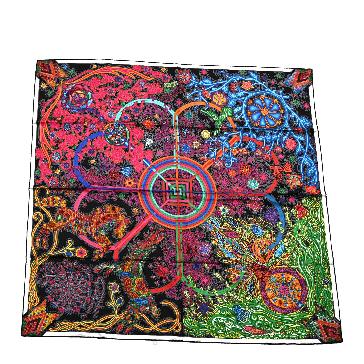 Hermes Silk L'Arbre Du Vent Scarf 90 1 of 3