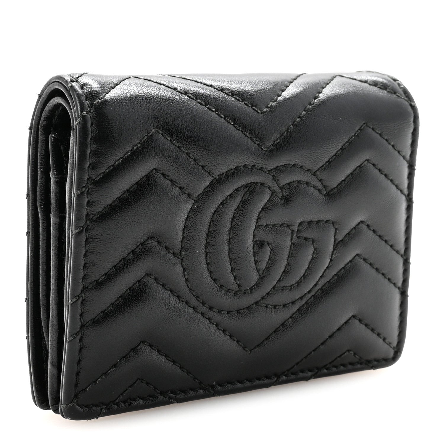 Gucci Calfskin Matelasse GG Marmont Card Case Wallet Black 3 of 7