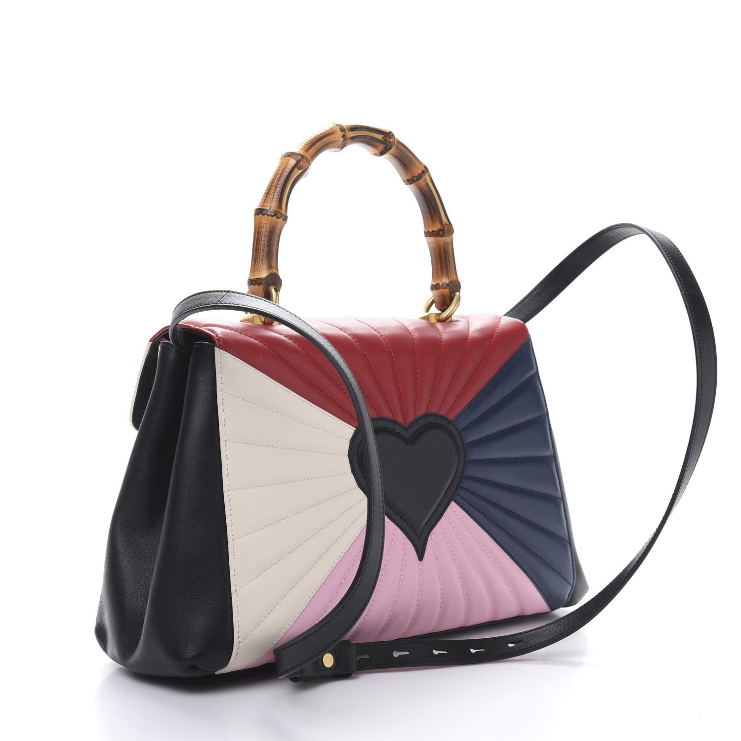Gucci Calfskin Bamboo Trapuntata Queen Margaret Top Handle Bag Blue Agata Hibiscus Red Mystic White Sugar Pink 3 of 11