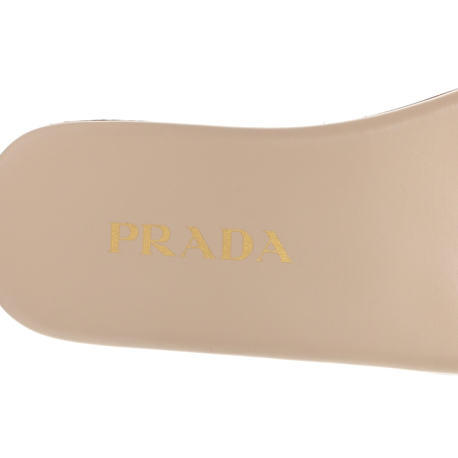 Prada Nappa Metal Triangle Logo Flat Slide Sandals 35 Travertino 8 of 9