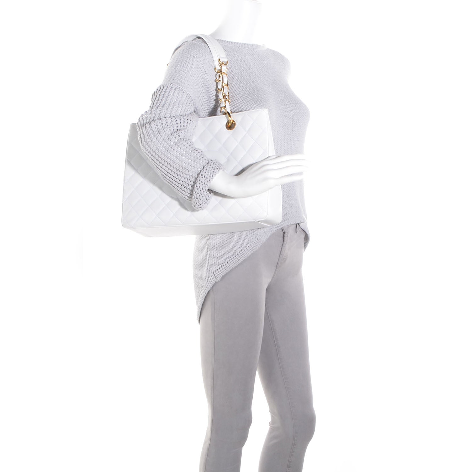 Chanel Caviar Quilted Grand Shopping Tote GST White 2 of 7