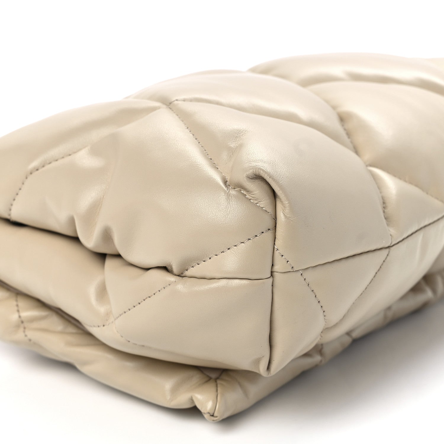 Balenciaga Nappa Calfskin Quilted Touch B Puffy Clutch Light Beige 9 of 10