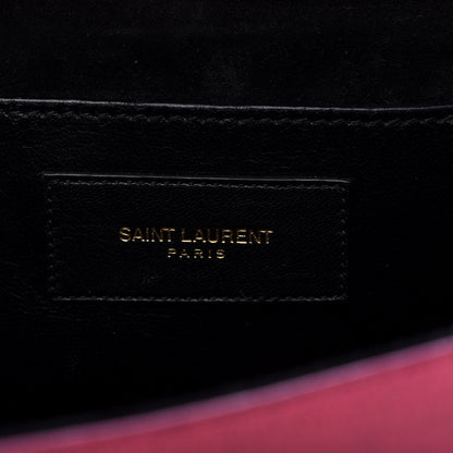 Saint Laurent Metallic Textured Calfskin Classic Monogram Cassandre Clutch Pink 8 of 9