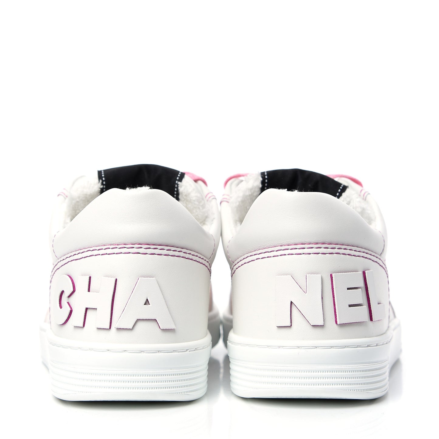 Calfskin Womens Logo Sneakers 38.5 Pink White