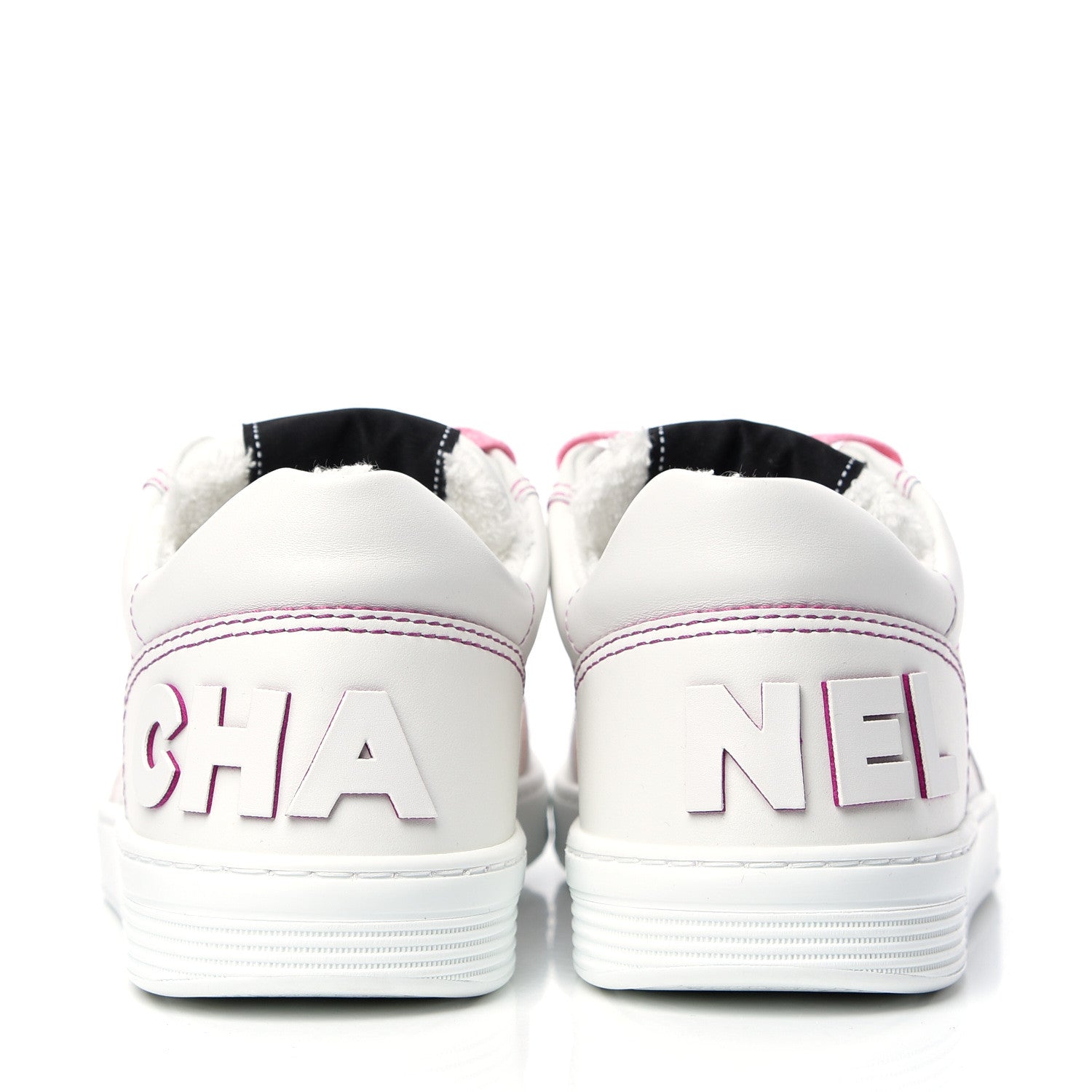 Chanel Calfskin Womens Logo Sneakers 38.5 Pink White 7 of 11