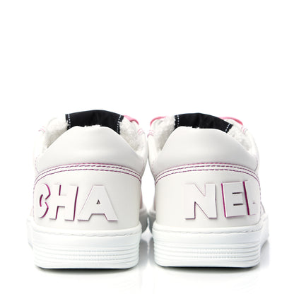 Chanel Calfskin Womens Logo Sneakers 38.5 Pink White 7 of 11