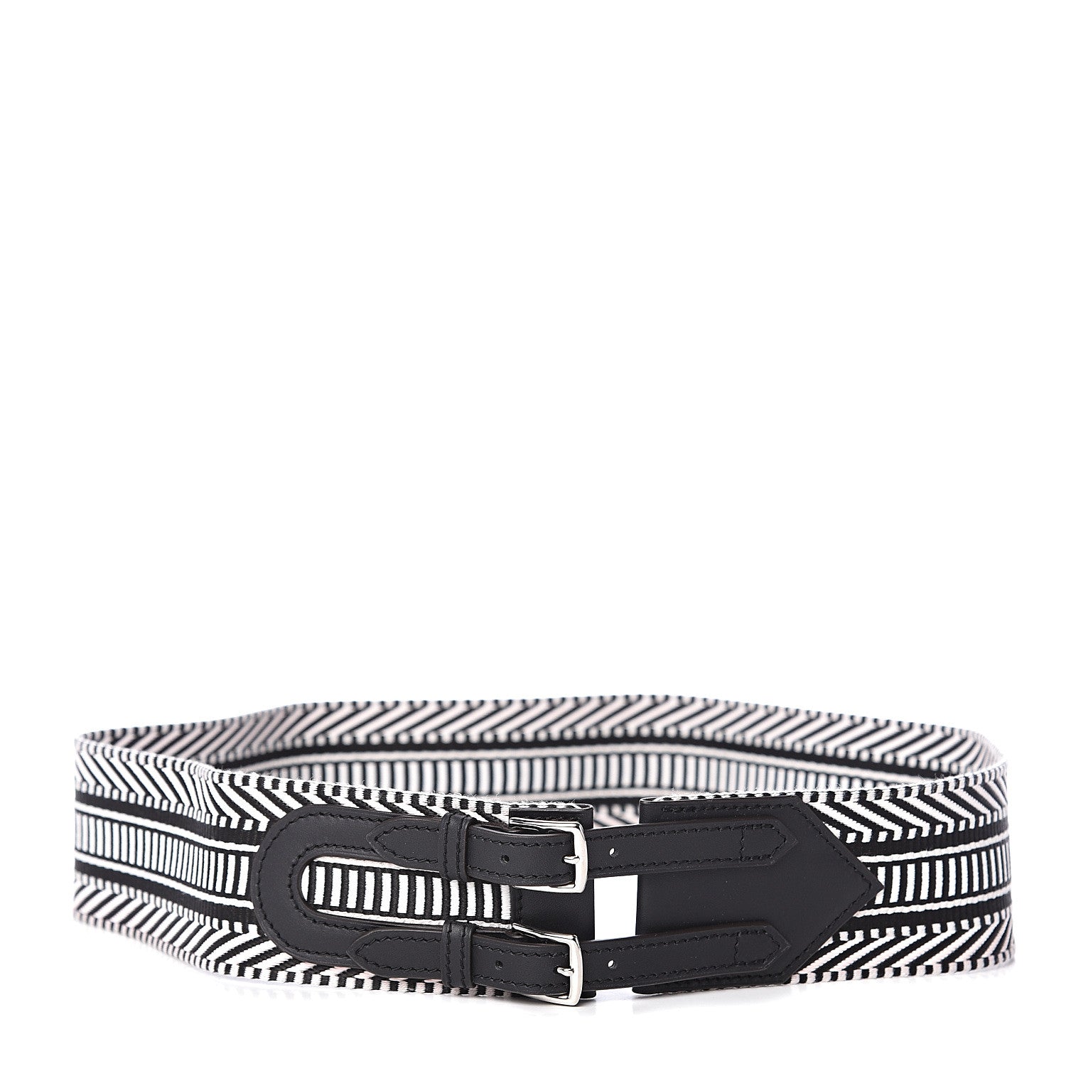 Hermes Toile Sombrero 50mm Cavale Belt 100 Black Ecru 1 of 4