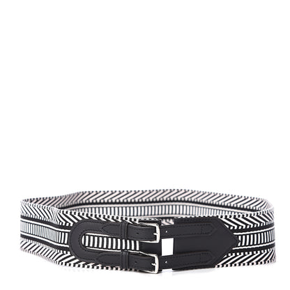 Hermes Toile Sombrero 50mm Cavale Belt 100 Black Ecru 1 of 4