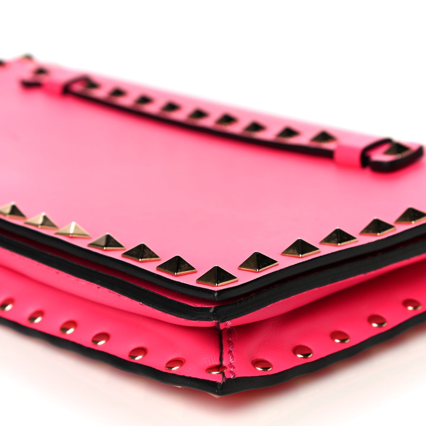 Nappa Rockstud Wristlet Clutch Fuxia Fluo