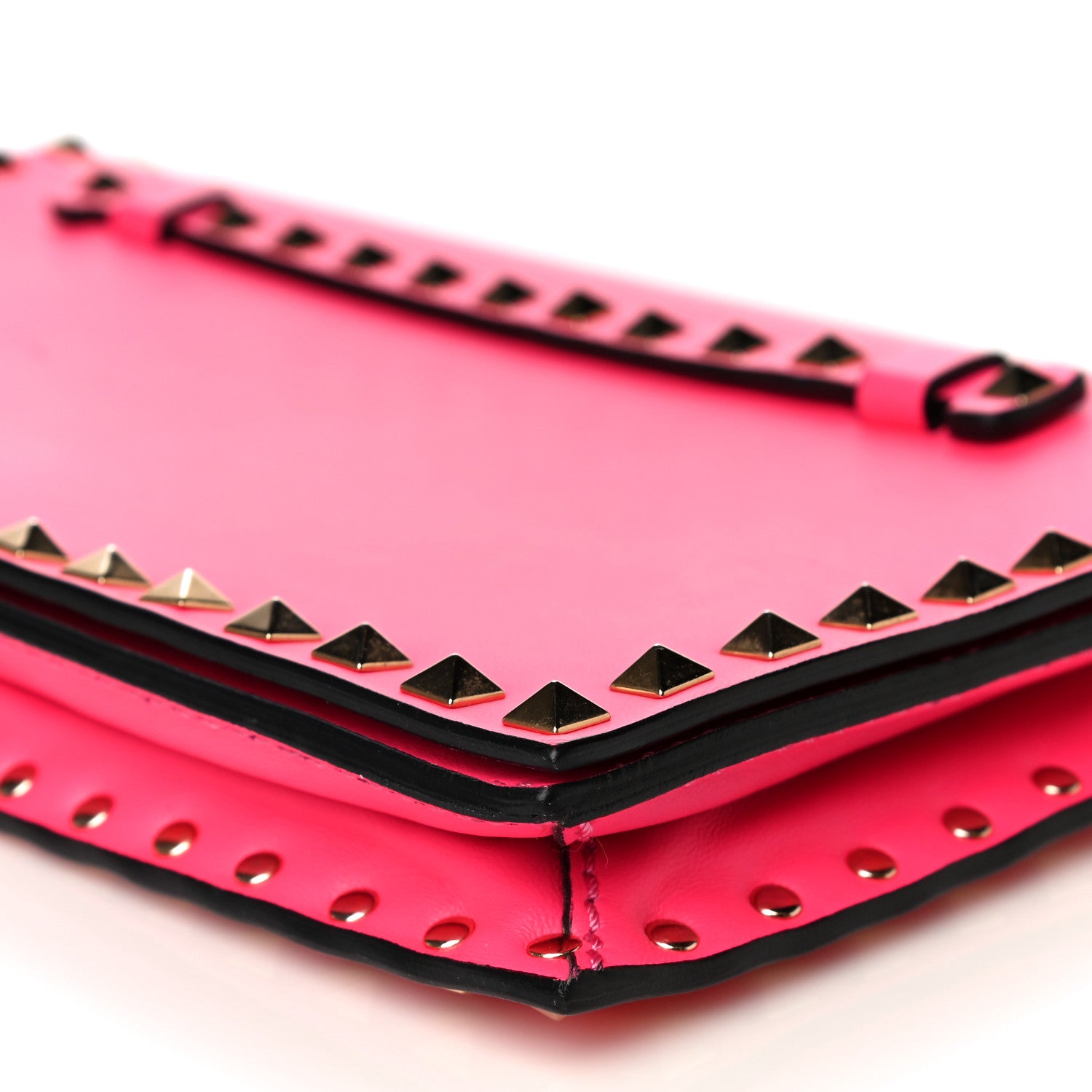 Valentino Garavani Nappa Rockstud Wristlet Clutch Fuxia Fluo 11 of 19