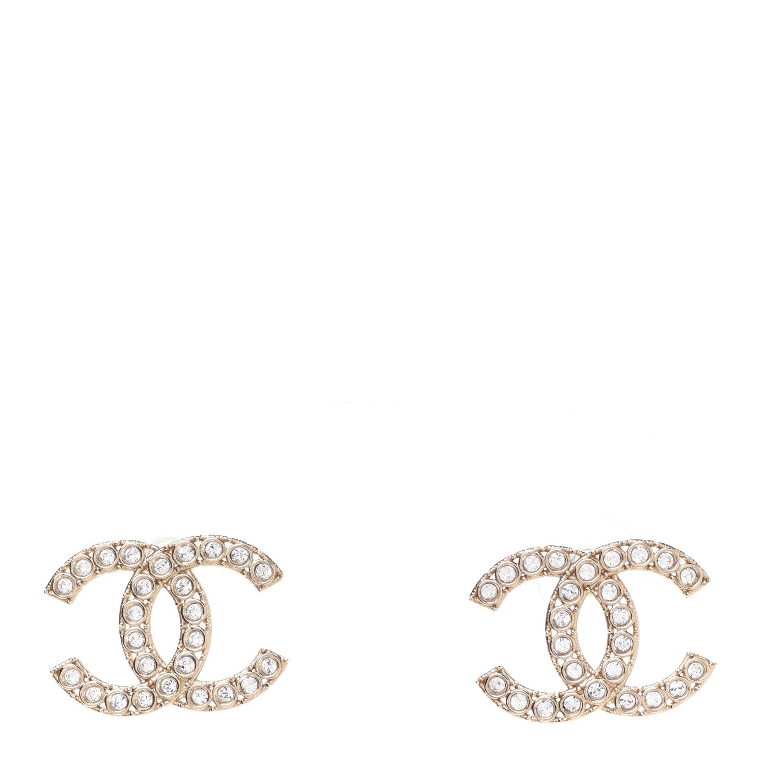 Chanel Crystal CC Large Stud Earrings Gold 1 of 5