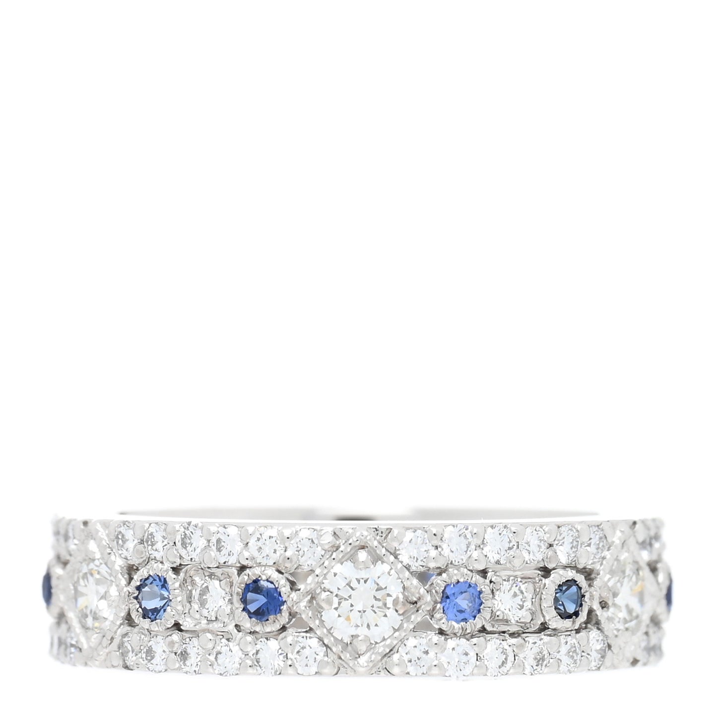 Platinum Diamond Blue Sapphire 4.5mm Jazz Band Ring 47 4