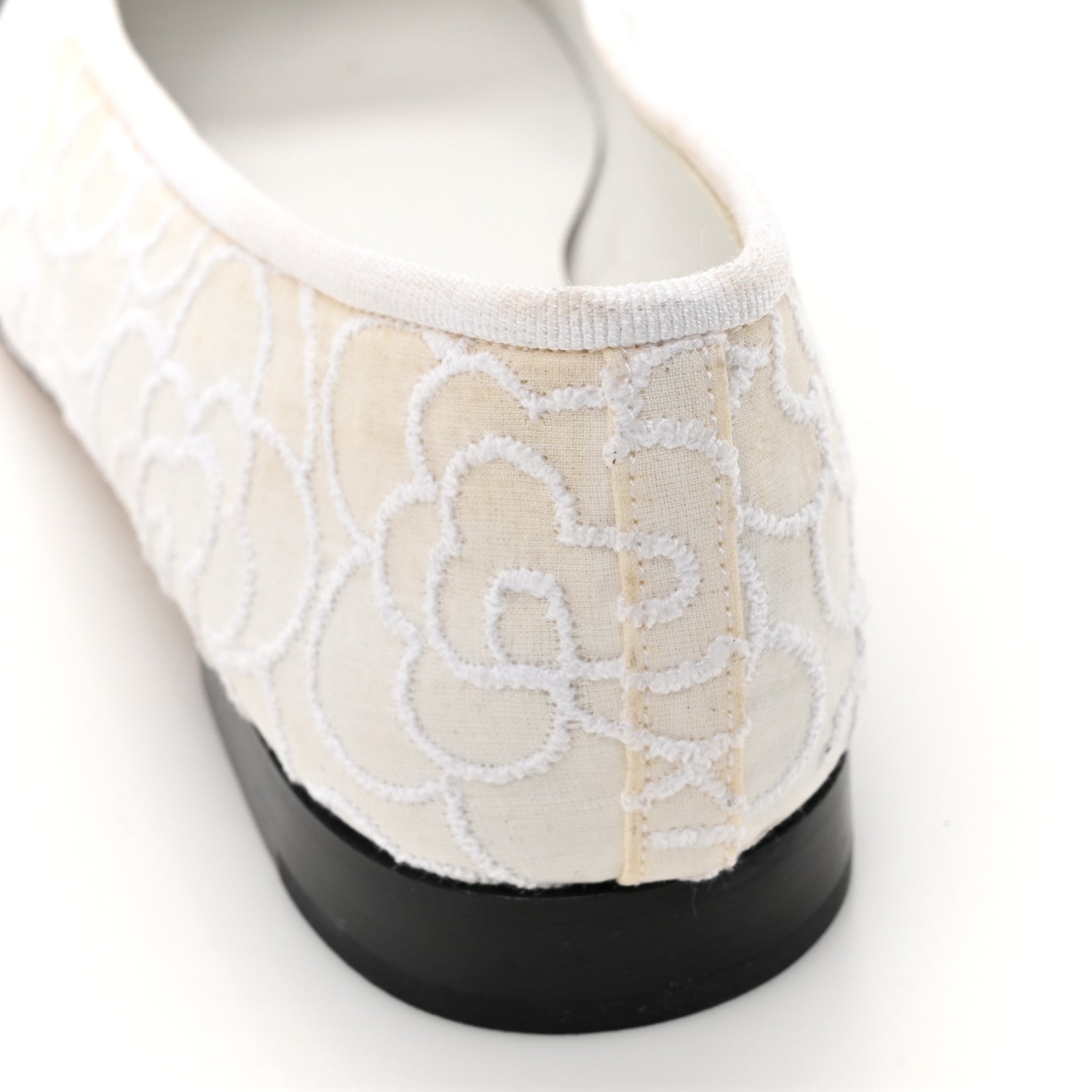 Chanel Fabric Camellia Embroidered Grosgrain Cap Toe Ballerina Flats 35.5 White Black 11 of 11