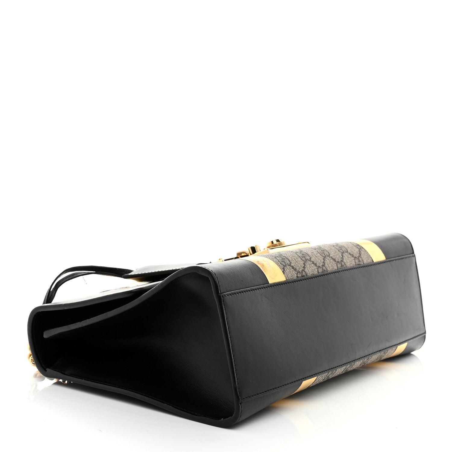 Gucci Calfskin GG Supreme Monogram Medium Padlock Shoulder Bag Black Gold 4 of 15