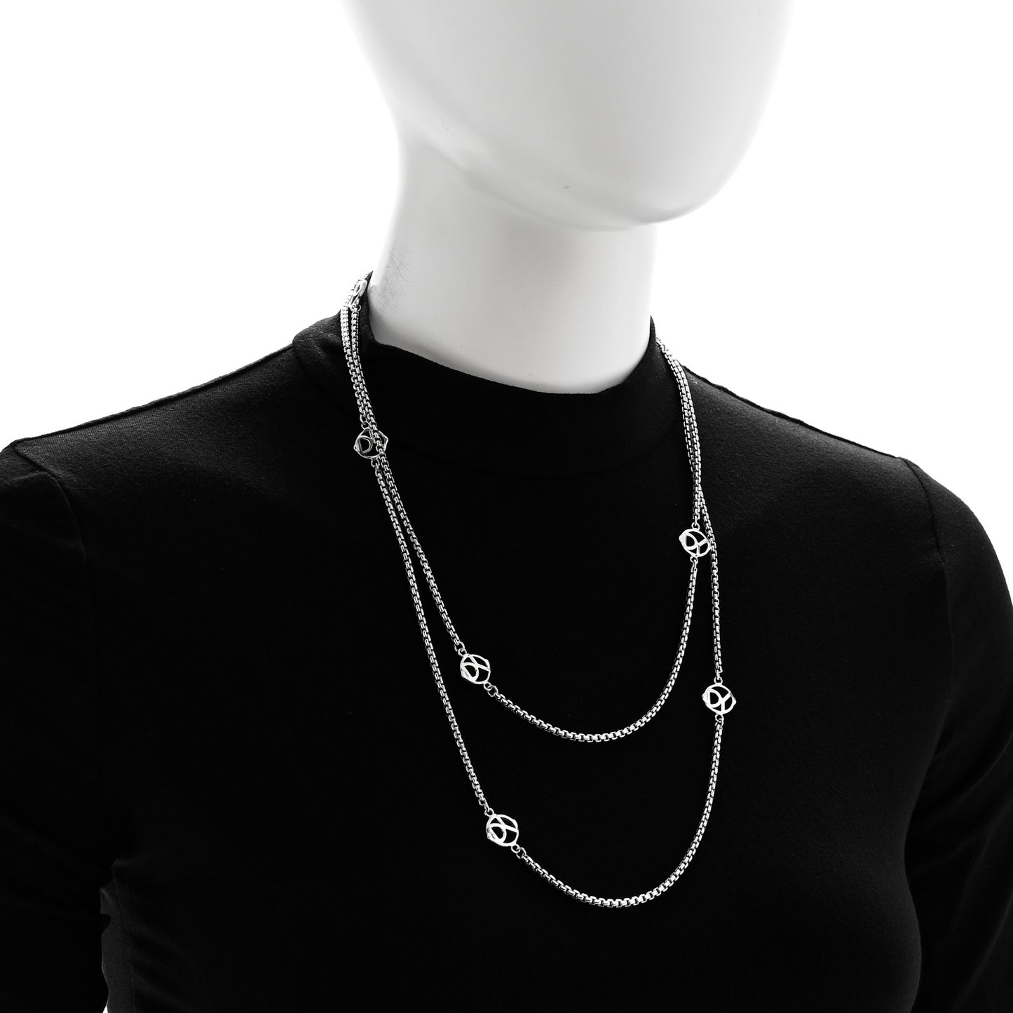 Sterling Silver Logo Station Necklace 46"