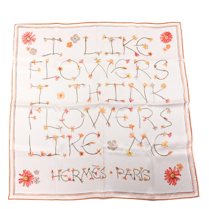 Hermes Silk I Like Flowers Scarf 70 Creme Orange Brun 1 of 3