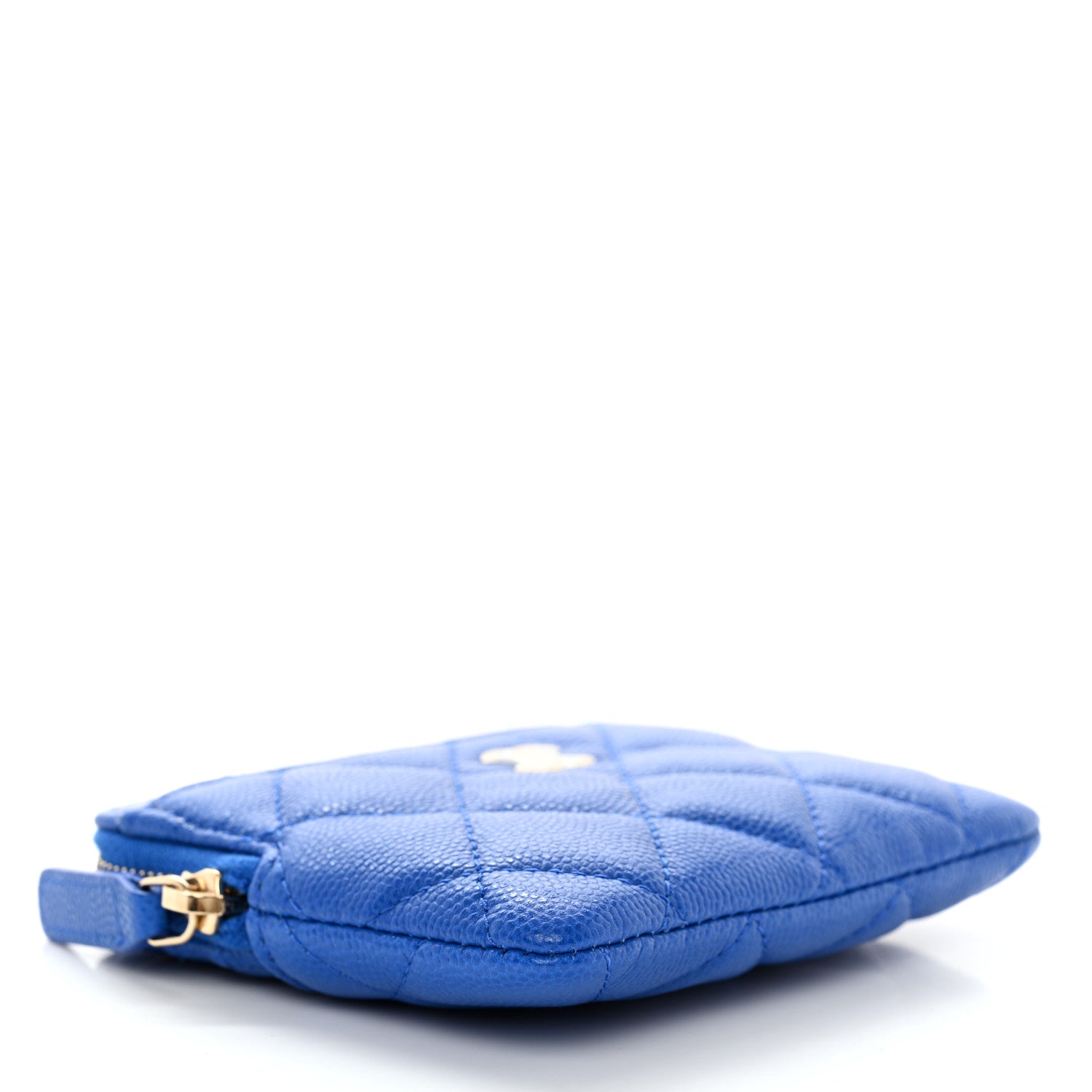 Chanel Caviar Quilted Zip Card Holder Wallet Blue 4 of 9