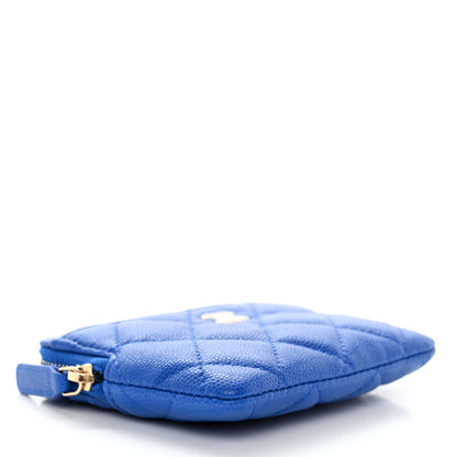 Chanel Caviar Quilted Zip Card Holder Wallet Blue 4 of 9