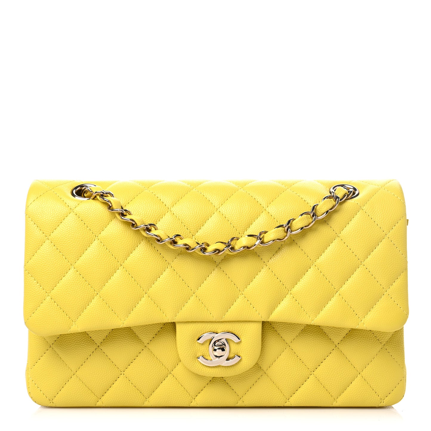 Caviar Quilted Small Double Flap Yellow