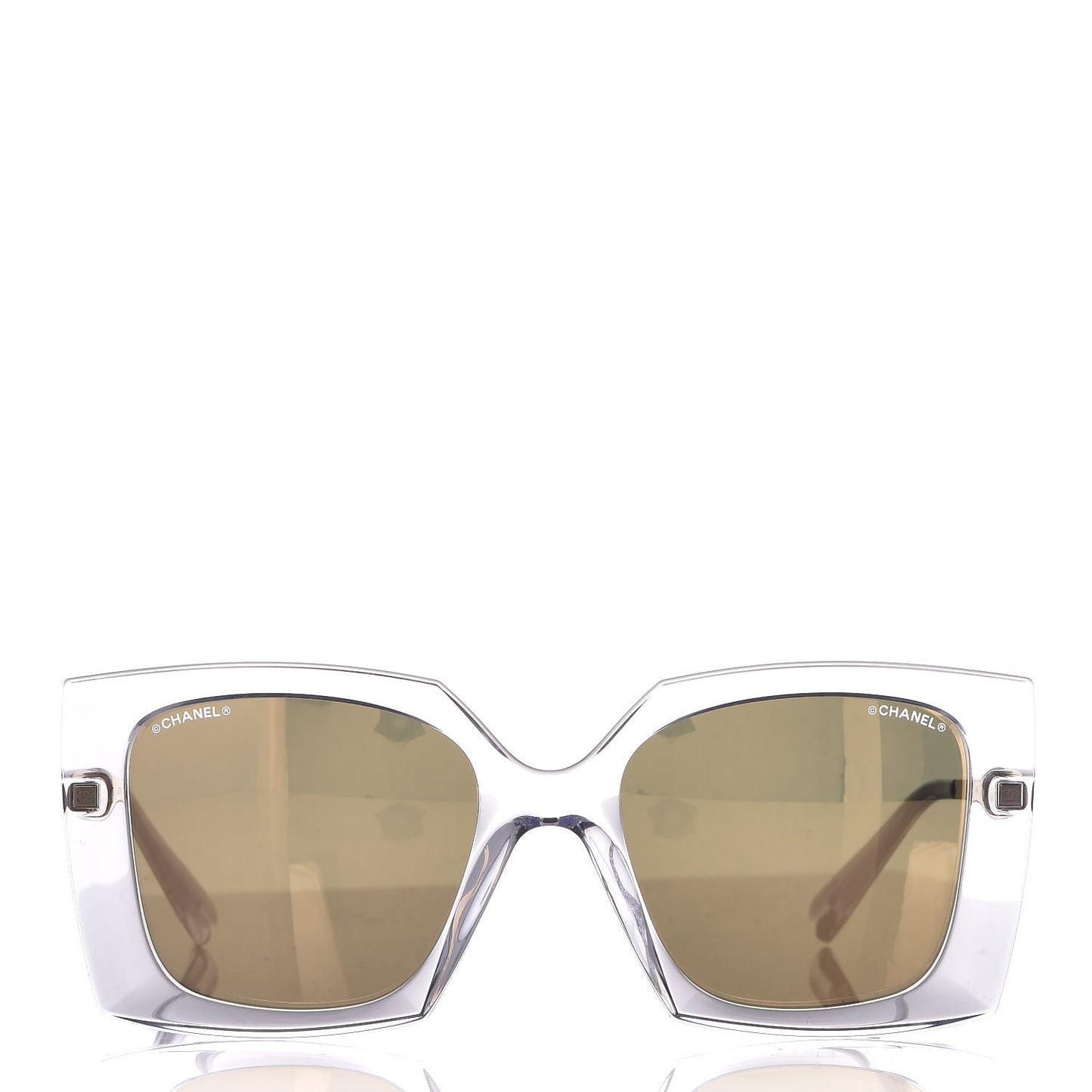 24K Gold Mirror Square Sunglasses 6051 Transparent