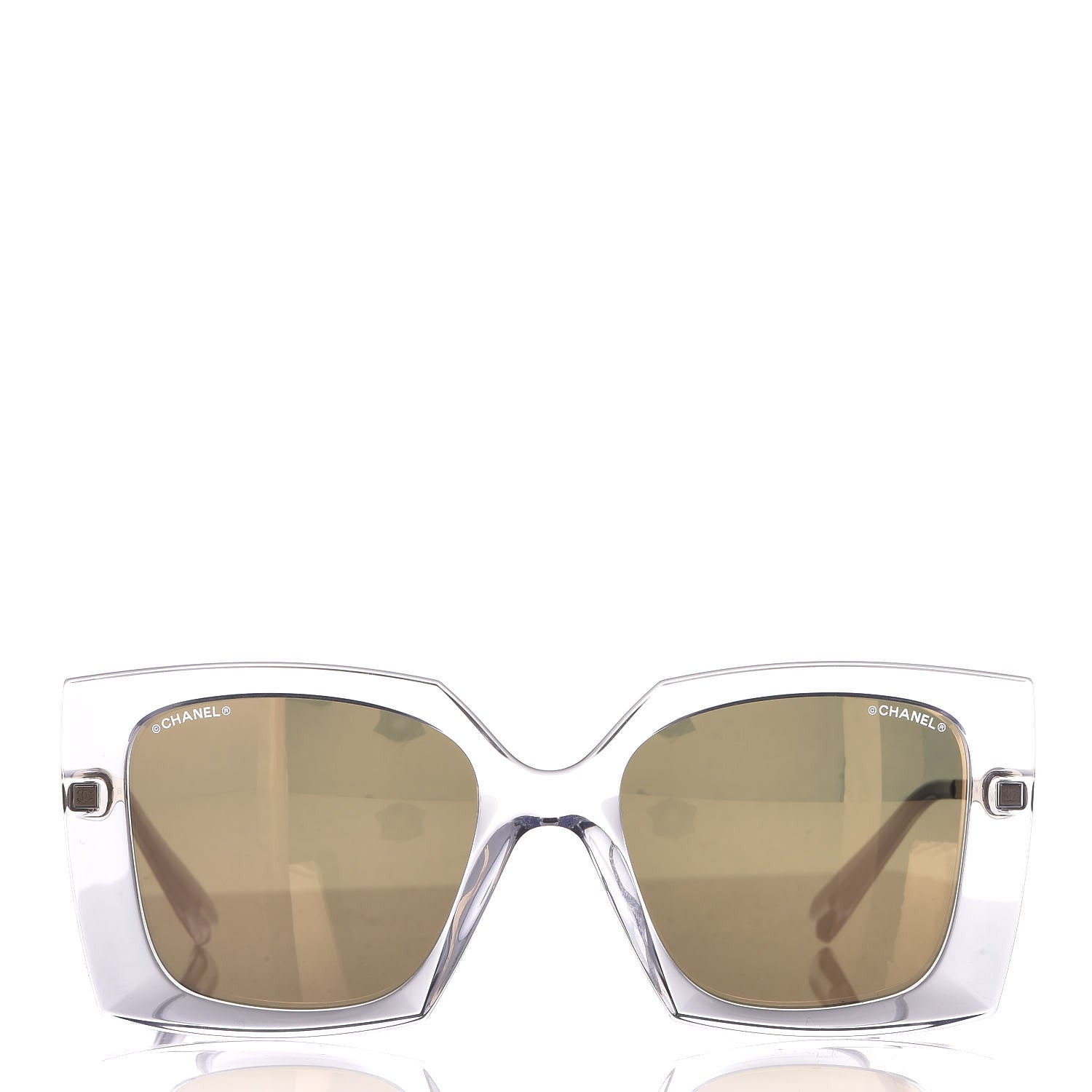 Chanel 24K Gold Mirror Square Sunglasses 6051 Transparent 3 of 9