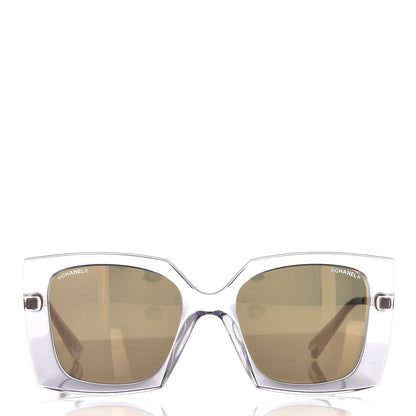Chanel 24K Gold Mirror Square Sunglasses 6051 Transparent 3 of 9