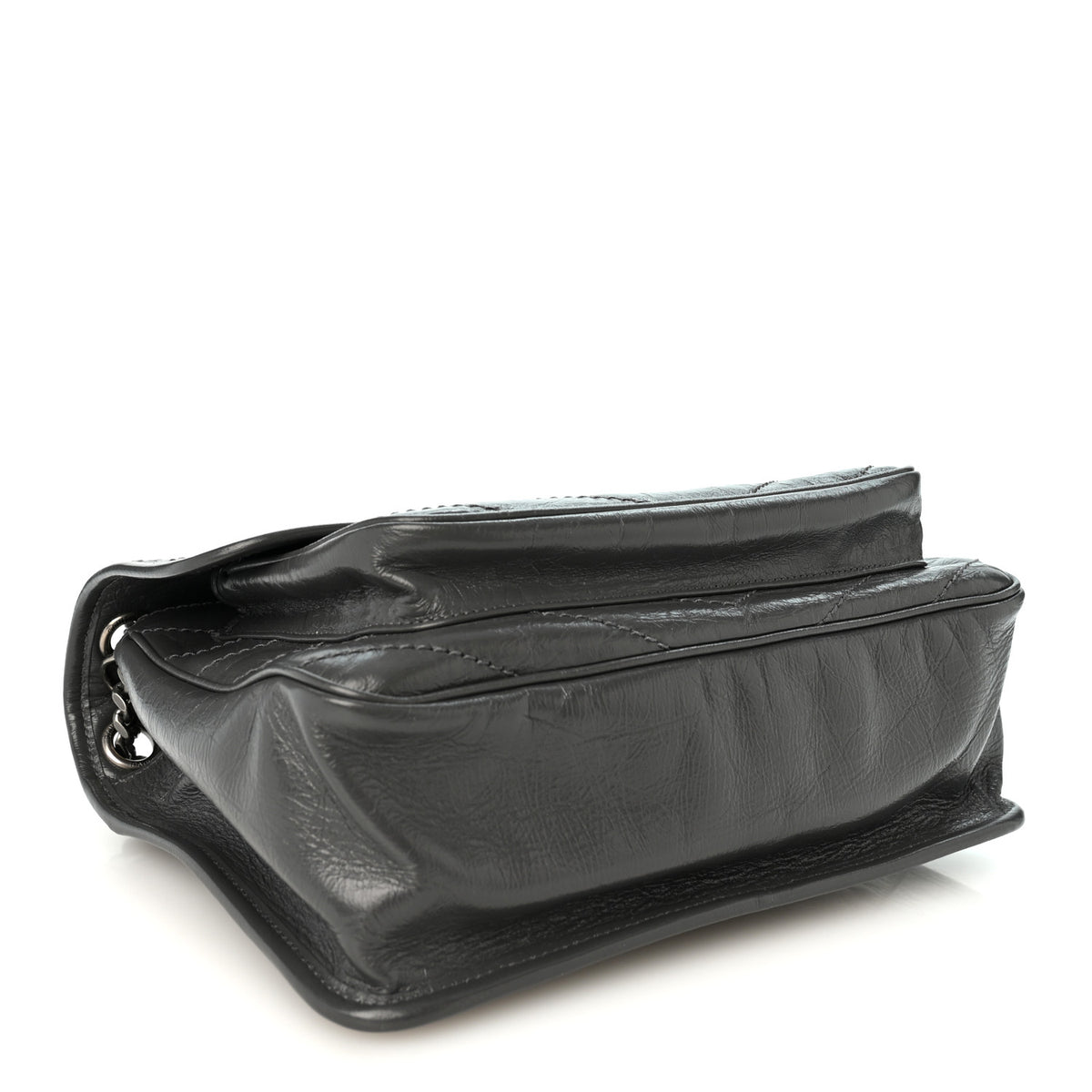 Saint Laurent Crinkled Calfskin Matelasse Monogram Medium Niki Chain Satchel Fog 4 of 10