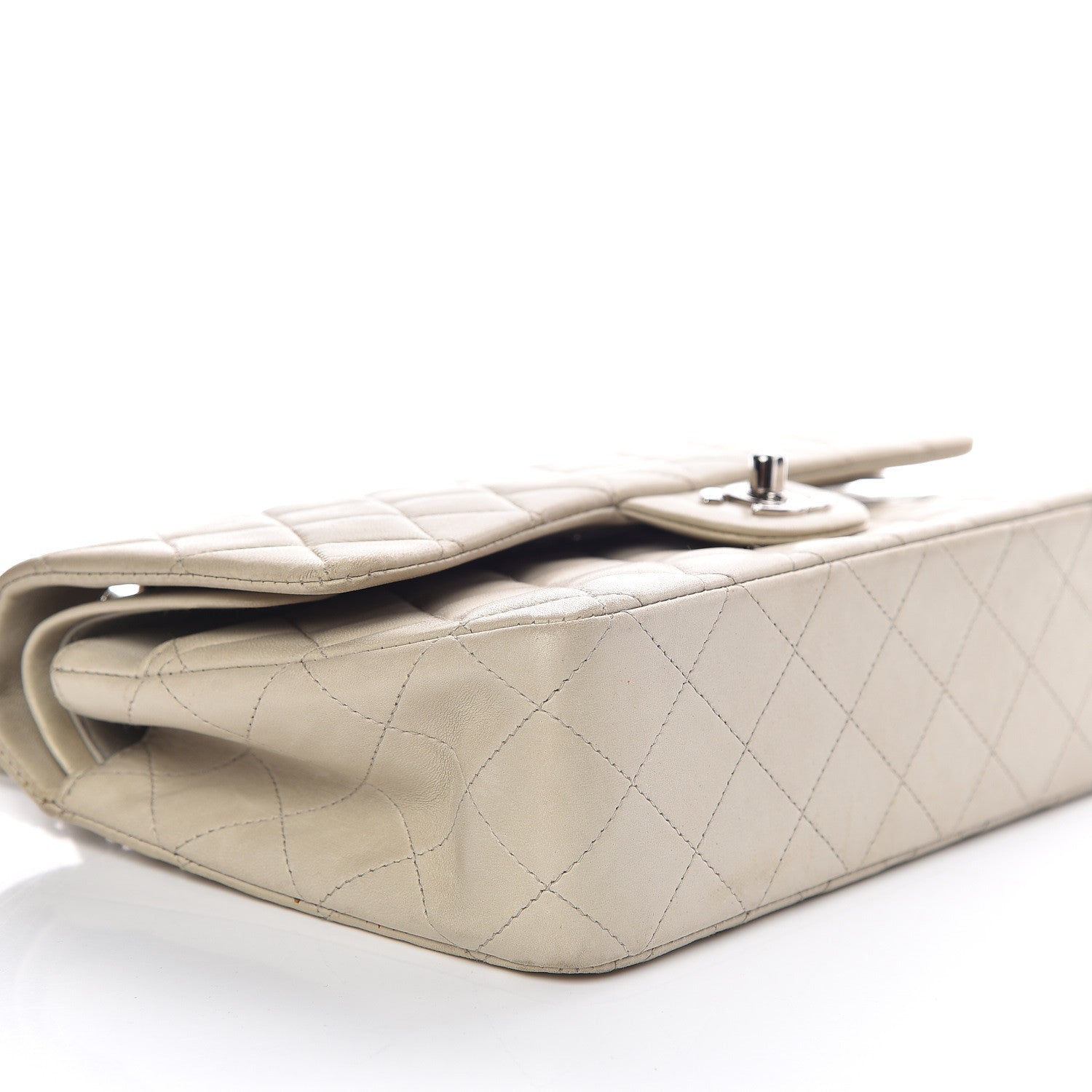Chanel Lambskin Quilted Medium Double Flap Light Grey 5 of 9