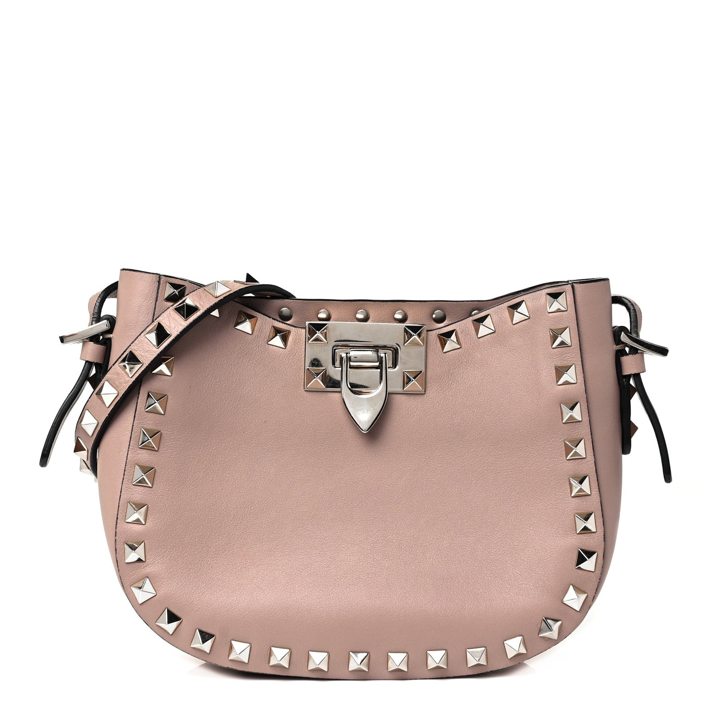 Vitello Rockstud Flip-Lock Satchel Poudre