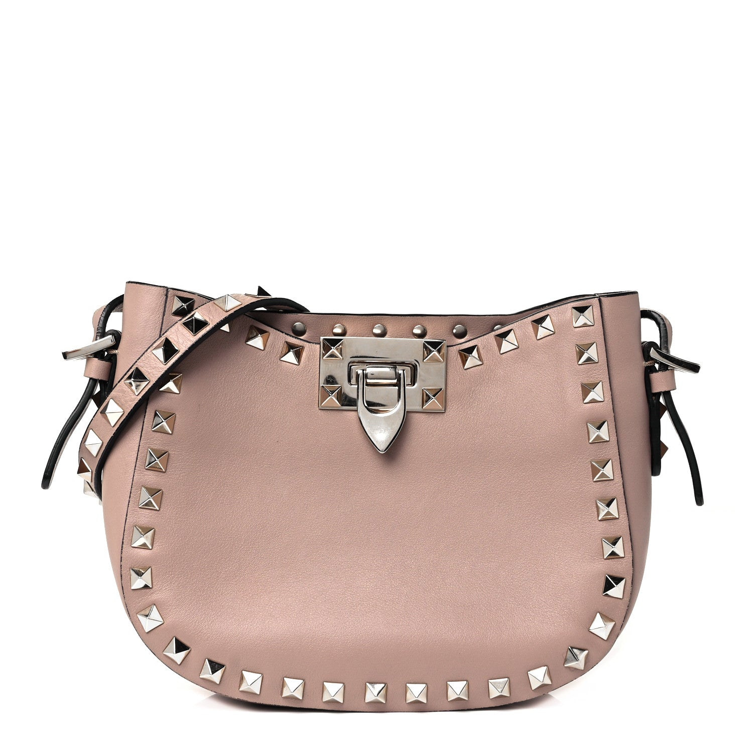 Valentino Garavani Vitello Rockstud Flip-Lock Satchel Poudre 1 of 7