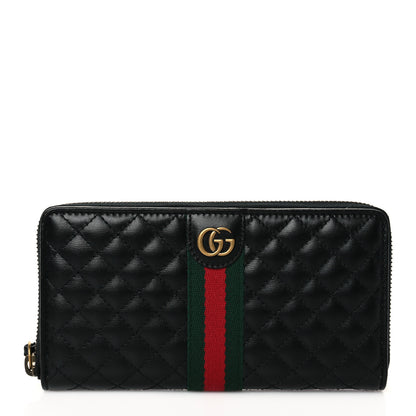 Gucci Calfskin Web Trapuntata GG Zip Around Wallet Black 1 of 7
