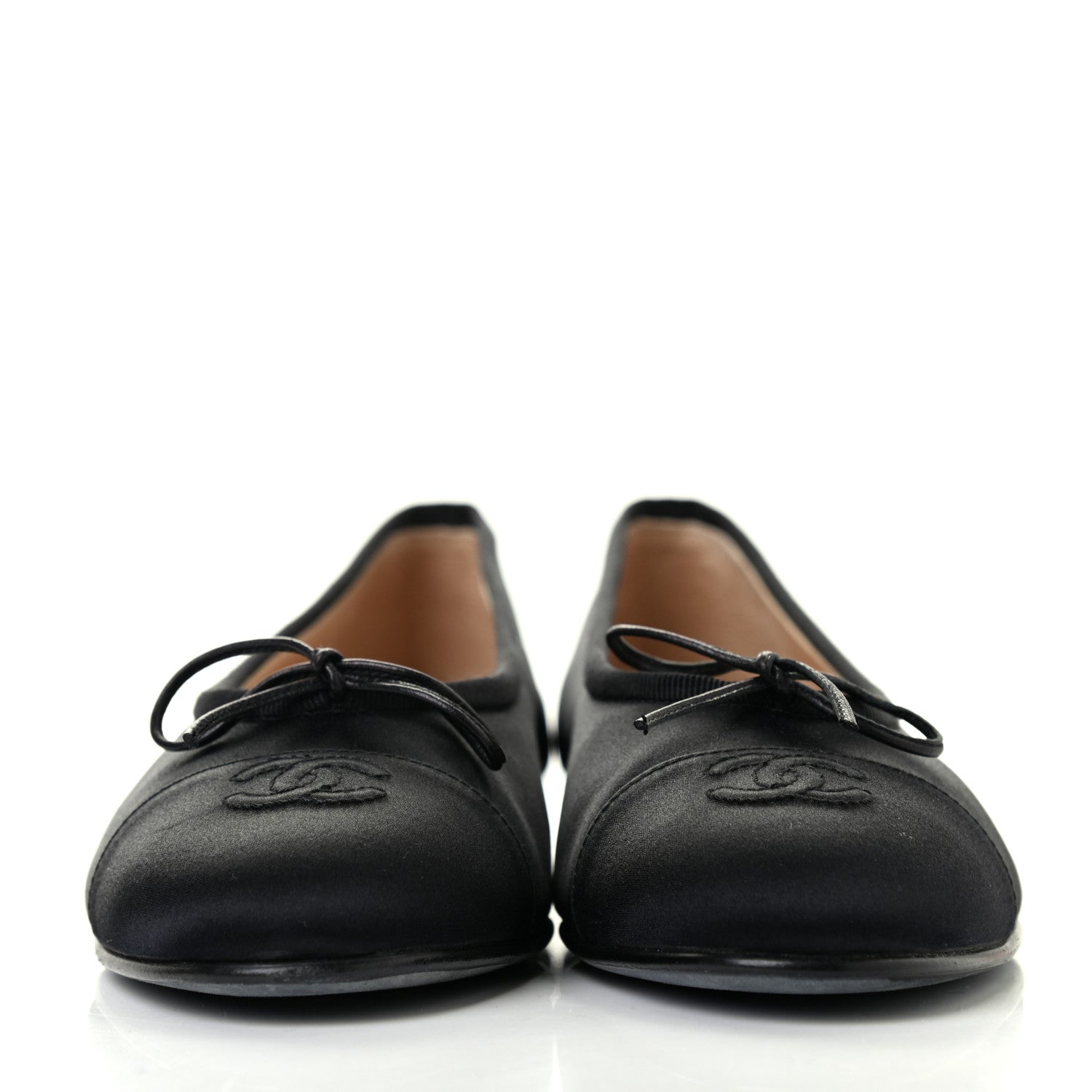 Chanel Satin Cap Toe CC Ballerina Flats 38.5 Black 2 of 7