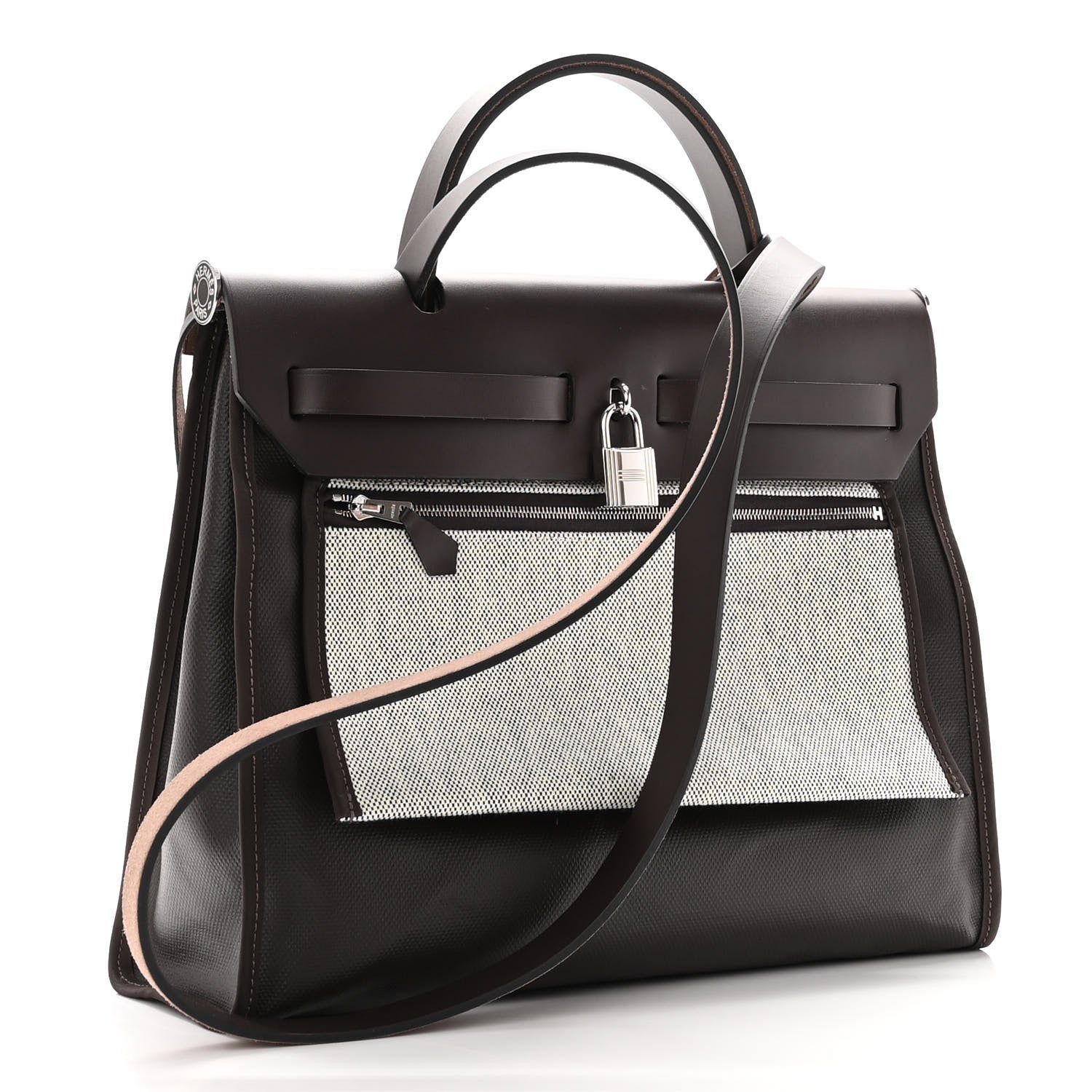Hermes Toile H Berline Vache Hunter Herbag Zip PM 31 Cassis Ecru Black Rouge Sellier 3 of 9